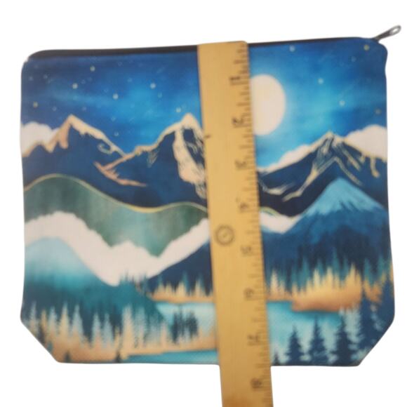 Cosmetic Bag Mountain Forest Nature Landscape Makeup Pouch Travel 8x7 - Picture 4 of 7